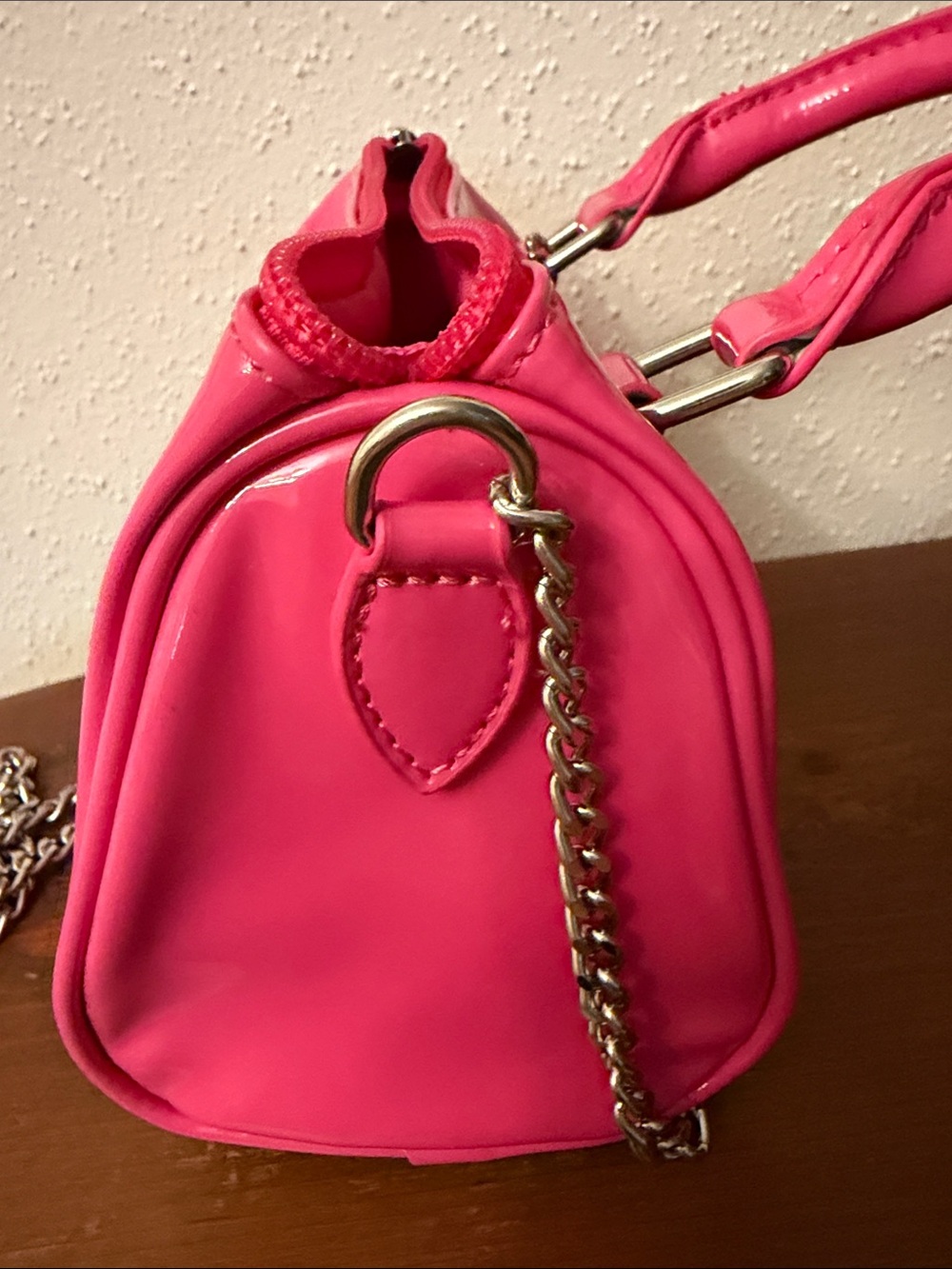 Barbie Hot Pink Patent Mini Handbag with Chain - Picture 5 of 7